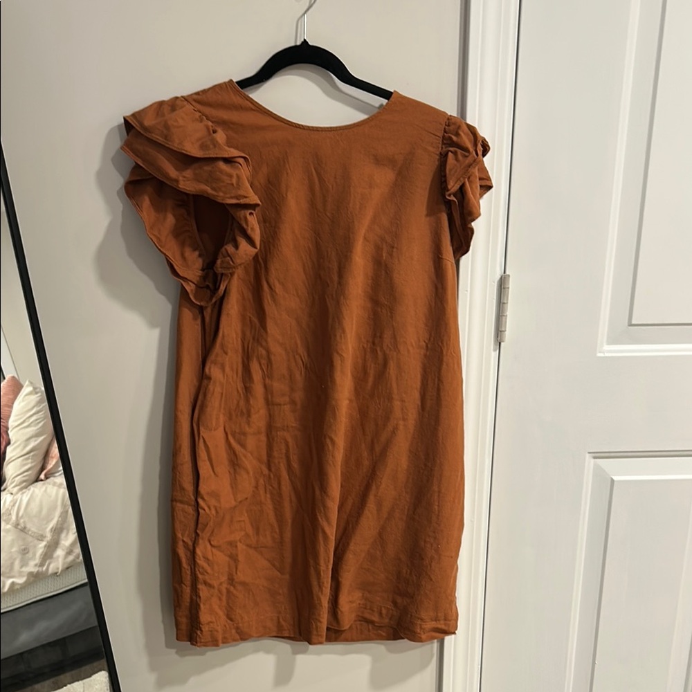 Women's Ruffled Sleeve Top - Rust
